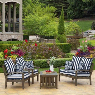 Arden Selections 16" X 16" Outdoor Decorative Throw Pillow Sapphire Ashland Jacobean 4 Arden Selections 16" X 16" Outdoor Decorative Throw Pillow Sapphire Ashland Jacobean - Image 4