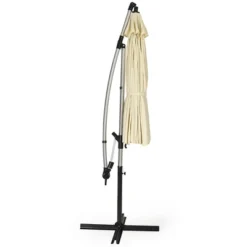 Costway 10ft Patio Offset Umbrella W/ Crank And Cross Base Aluminum -Outdoor Garden Store GUEST fd6919a7 4b92 438e 8426 fabb08e0f206