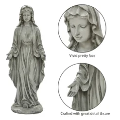 LuxenHome 30.5" H Virgin Mary Indoor Outdoor Statue Garden Statues, Gray Or Ivory -Outdoor Garden Store GUEST fe78c16b e3c2 4f3c 9505 1de832c30a47