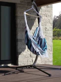 The Hamptons Collection 72” Blue And Red Brazilian Style Hammock Chair With A Hanging Bar -Outdoor Garden Store GUEST fe7dc3f3 546a 4072 8a77 53ad731ec038