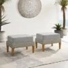 Capella 2pk Outdoor Wicker Ottomans - Gray - Crosley