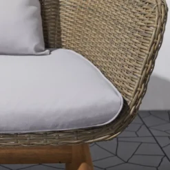 Grayton 4pc Rustic All-Weather Patio Wood And Wicker Conversation Set - Light Gray - Vifah -Outdoor Garden Store GUEST ff0a0868 b98a 48ef b1ee fc5fc24ec111