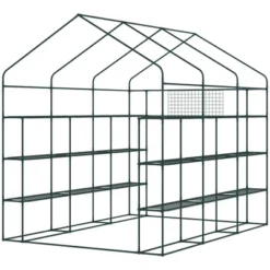 Outsunny 8' X 6' X 7' Walk-in Greenhouse, 18 Shelf Hot House, Roll Up Zipper Door, UV Protective For Flowers, Herbs, Vegetables, Green -Outdoor Garden Store GUEST ffa53e63 4a89 4c0a 997c 5b0eabfba02d