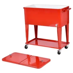 Costway 80-quart Cooler Beer Cart Outdoor Entertaining Rolling Party Steel Bar Bistro -Outdoor Garden Store GUEST ffba26c5 d083 4e76 9490 0d5515e45125