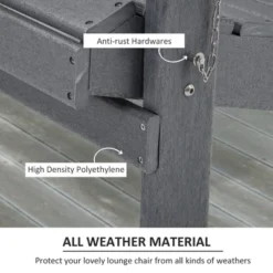 Outsunny 3 Piece Adirondack Chair Set Of 2, HDPE Folding Fire Pit Chairs And Patio Table, Outdoor Furniture With Slatted Seat, Dark Gray -Outdoor Garden Store GUEST ffef60b4 2edb 4c33 8afb f8fceef8b96a